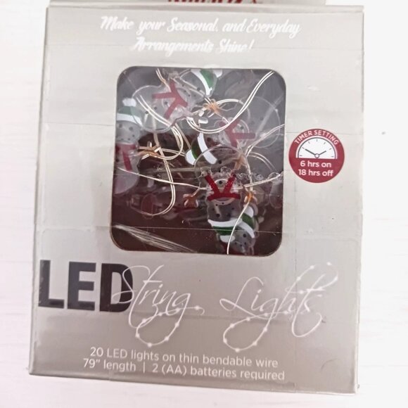 Snowman LED 20 String Lights 79" Overall By Audreys New In Box - Picture 1 of 4